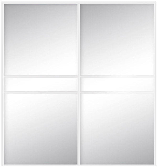 Custom Sliding White Aluminum Doors - Style 07 - 2 doors  - MIrror - Doors and Beyond