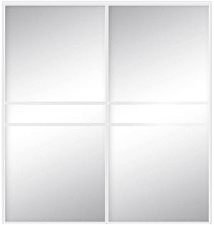 Custom Sliding White Aluminum Doors - Style 07 - 2 doors  - MIrror - Doors and Beyond