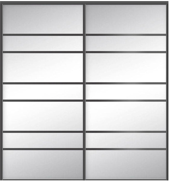 Custom Sliding Black Aluminum Doors - Style 09 - 2 doors  - MIrror