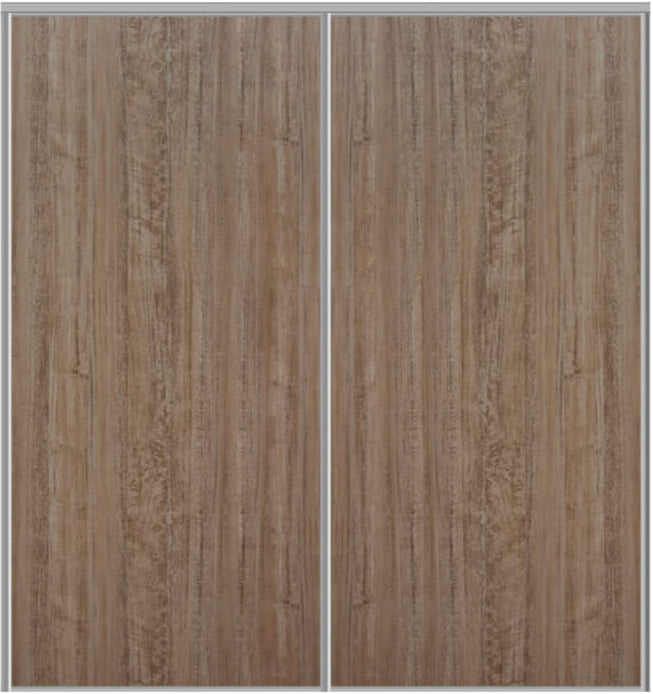 Custom Sliding Aluminum Doors - Style 01 - 2 doors  - Dark Aloe Wood - Doors and Beyond