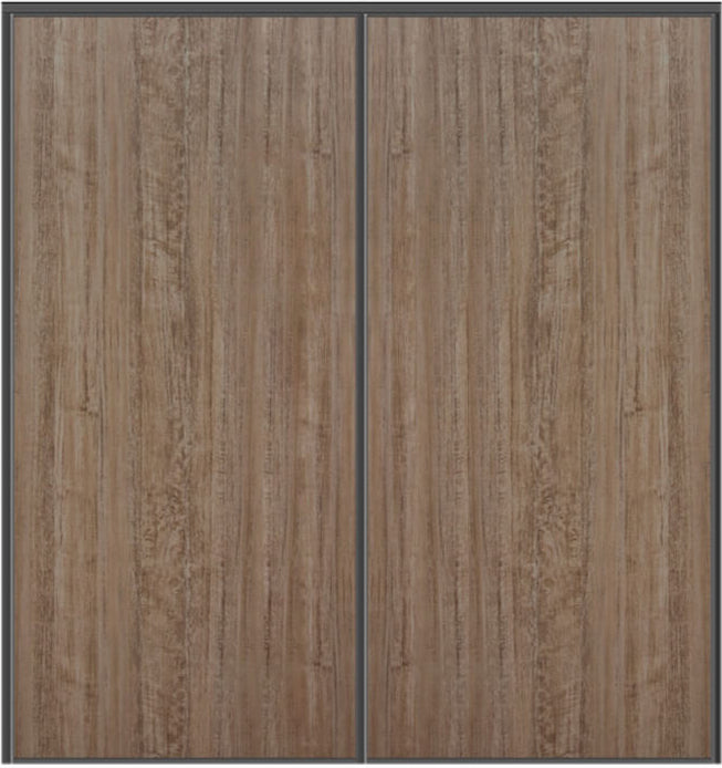 Custom Sliding Black Aluminum Doors - Style 01 - 2 doors  - Dark Aloe Wood