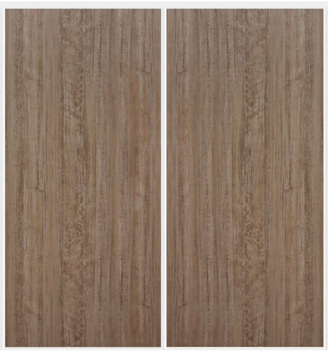 Custom Sliding White Aluminum Doors - Style 01 - 2 doors - Dark Aloe Wood - Doors and Beyond