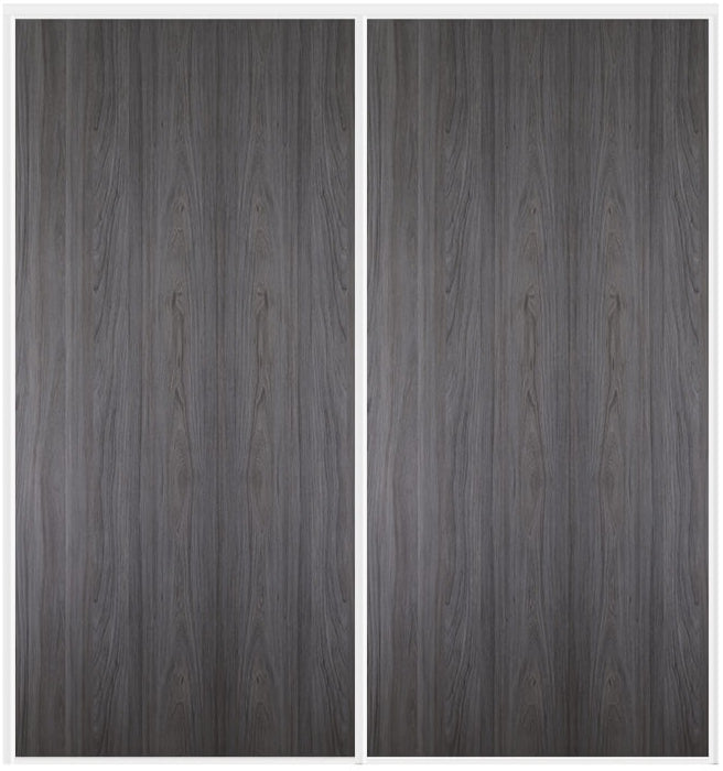 Custom Sliding White Aluminum Doors - Style 01 - 2 doors  - Swiss Elm - Doors and Beyond