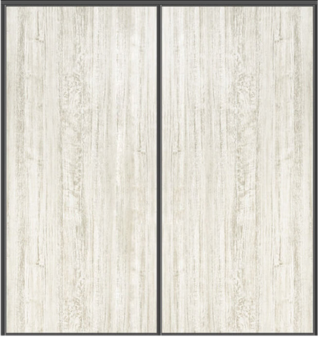 Custom Sliding Black Aluminum Doors - Style 01 - 2 doors - Light Aloe Wood - Doors and Beyond