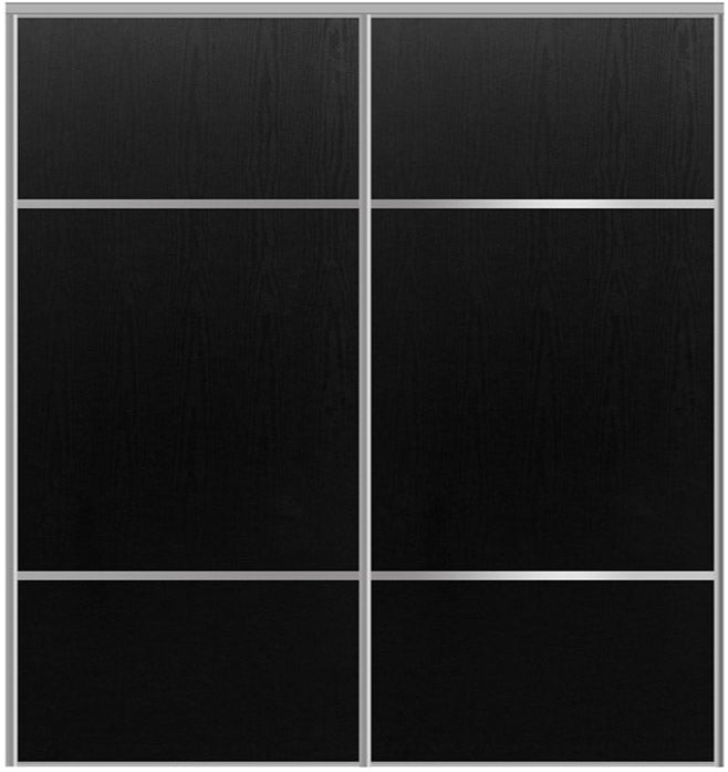 Custom Sliding Aluminum Doors - Style 10 - 2 doors  - Black Ash - Doors and Beyond