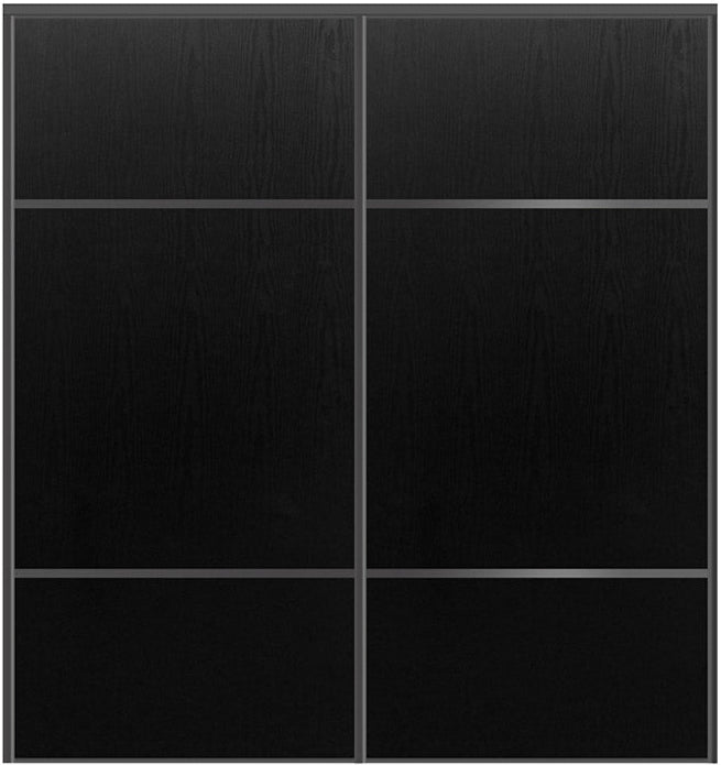 Custom Sliding Black Aluminum Doors - Style 10 - 2 doors  - Black Ash