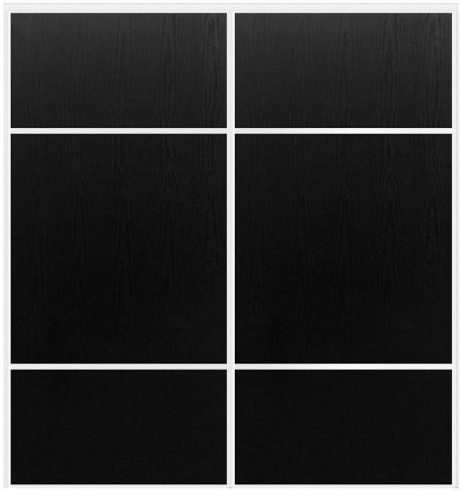 Custom Sliding White Aluminum Doors - Style 10 - 2 doors  - Black Ash
