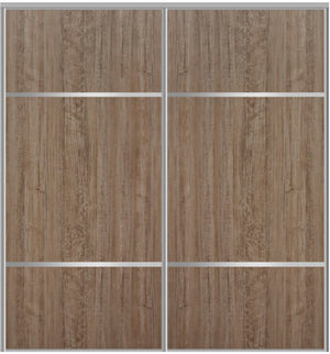 Custom Sliding Aluminum Doors - Style 10 - 2 doors  - Dark Aloe Wood - Doors and Beyond