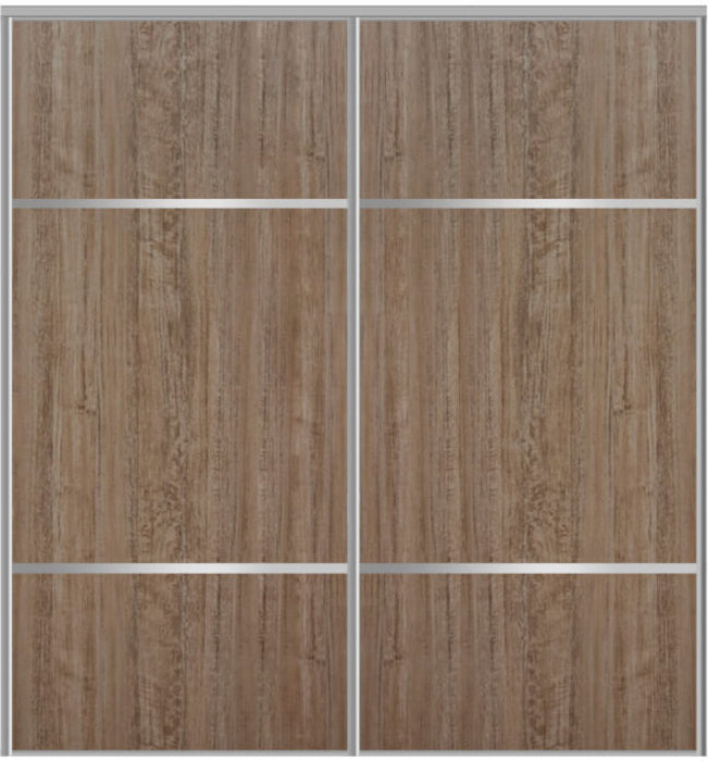 Custom Sliding Aluminum Doors - Style 10 - 2 doors  - Dark Aloe Wood - Doors and Beyond