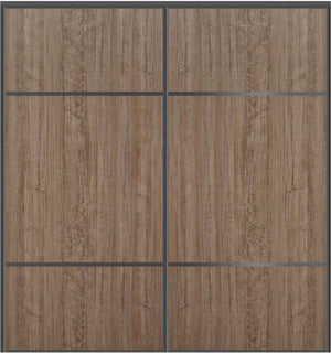 Custom Sliding Black Aluminum Doors - Style 10 - 2 doors - Dark Aloe Wood - Doors and Beyond