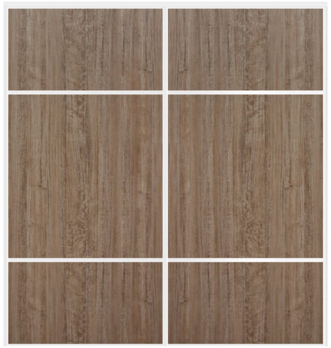 Custom Sliding White Aluminum Doors - Style 10 - 2 doors - Dark Aloe Wood - Doors and Beyond