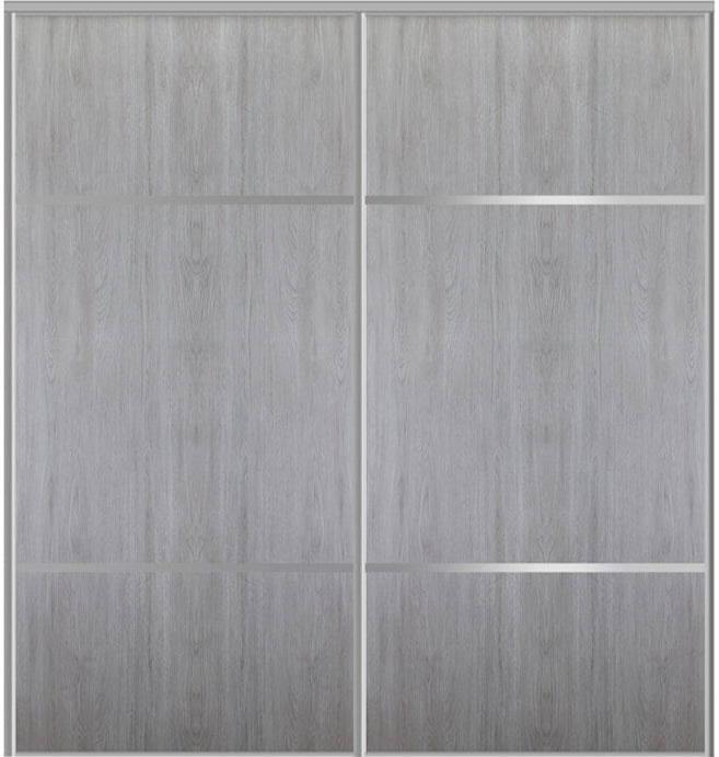 Custom Sliding Aluminum Doors - Style 10 - 2 doors  - Light Gray - Doors and Beyond