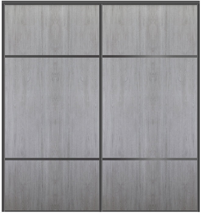 Custom Sliding Black Aluminum Doors - Style 10 - 2 doors  - Light Gray - Doors and Beyond