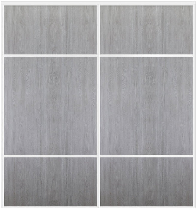 Custom Sliding White Aluminum Doors - Style 10 - 2 doors  - Light Gray