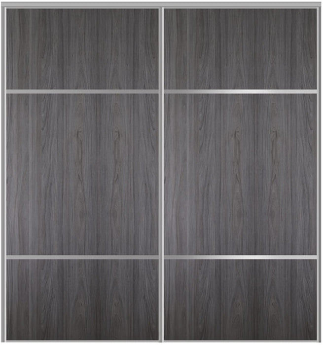 Custom Sliding Aluminum Doors - Style 10 - 2 doors  - Swiss Elm - Doors and Beyond