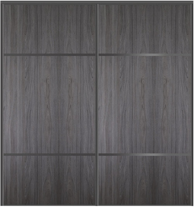 Custom Sliding Black Aluminum Doors - Style 10 - 2 doors  - Swiss Elm - Doors and Beyond