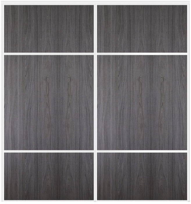 Custom Sliding White Aluminum Doors - Style 10 - 2 doors  - Swiss Elm - Doors and Beyond
