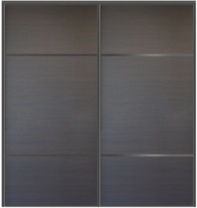 Custom Sliding Black Aluminum Doors - Style 10 - 2 doors  - Japan Oak