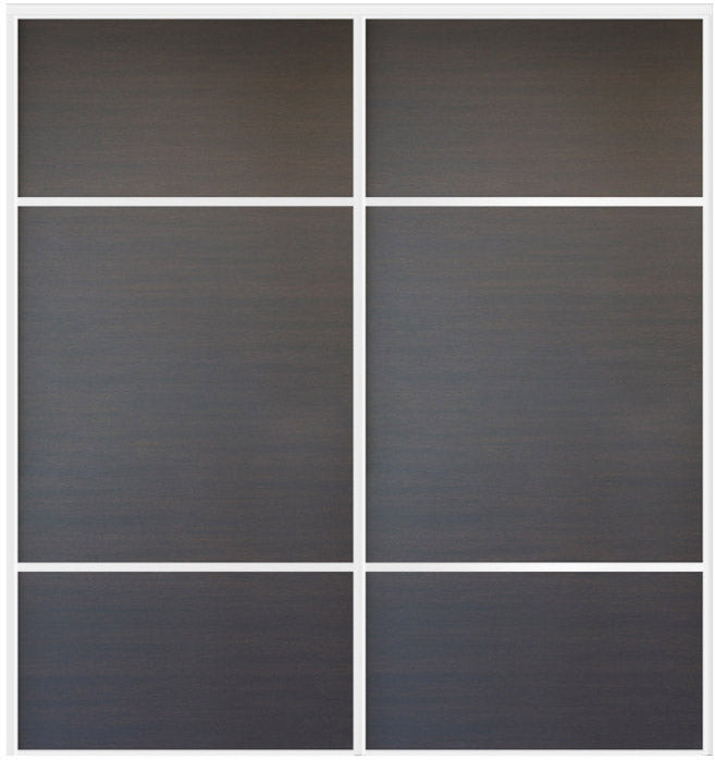 Custom Sliding White Aluminum Doors - Style 10 - 2 doors  - Japan Oak - Doors and Beyond