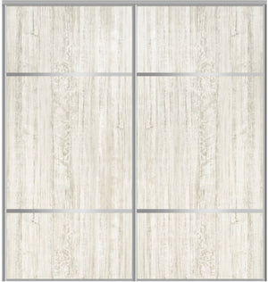 Custom Sliding Aluminum Doors - Style 10 - 2 doors  - Light Aloe Wood - Doors and Beyond