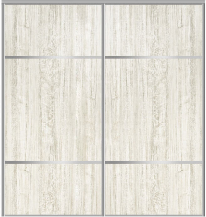 Custom Sliding Aluminum Doors - Style 10 - 2 doors  - Light Aloe Wood - Doors and Beyond