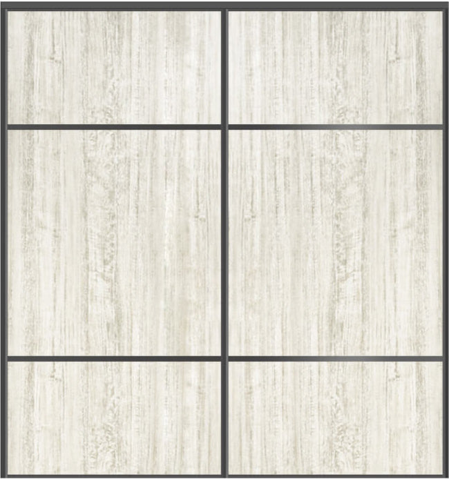Custom Sliding Black Aluminum Doors - Style 10 - 2 doors  - Light Aloe Wood
