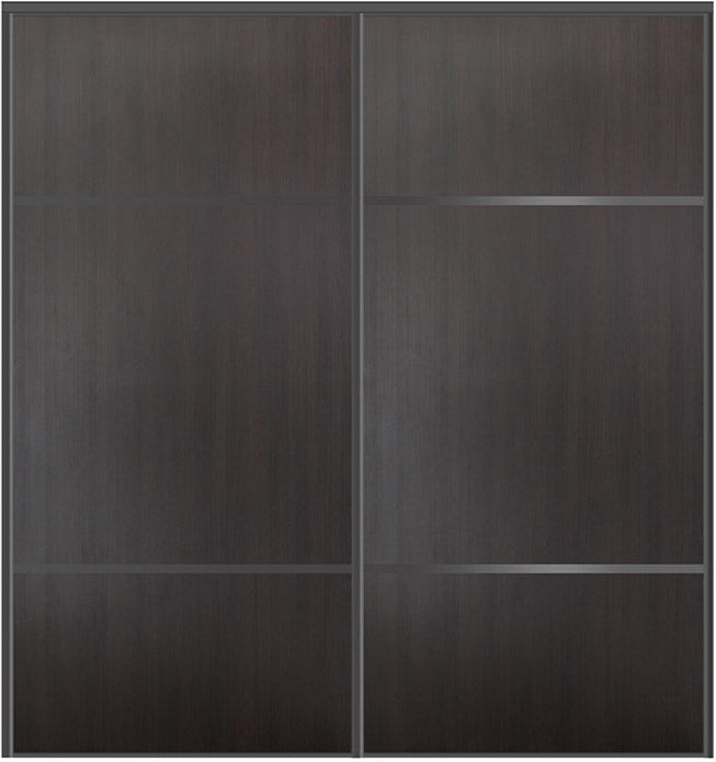 Custom Sliding Black Aluminum Doors - Style 10 - 2 doors - Premium Wenge - Doors and Beyond