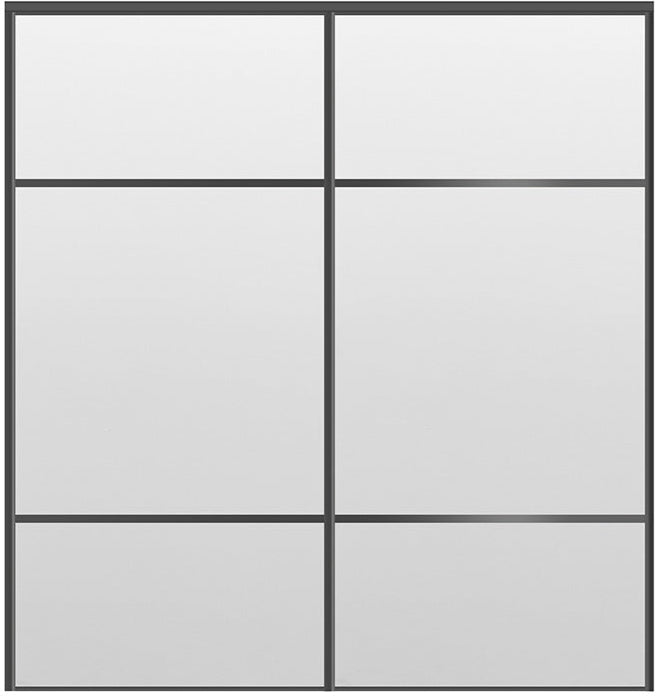 Custom Sliding Black Aluminum Doors - Style 10 - 2 doors - White Drawing - Doors and Beyond