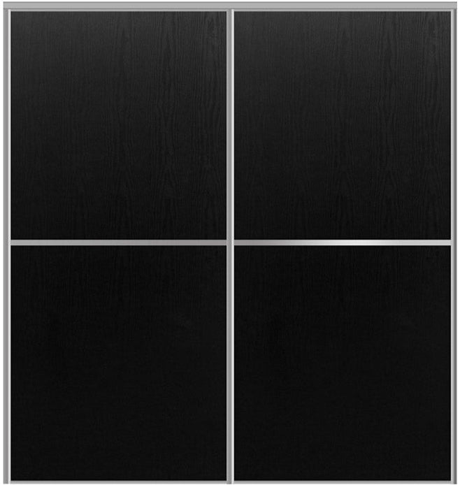 Custom Sliding Aluminum Doors - Style 02 - 2 doors  - Black Ash - Doors and Beyond