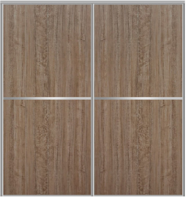Custom Sliding Aluminum Doors - Style 02 - 2 doors  - Dark Aloe Wood - Doors and Beyond