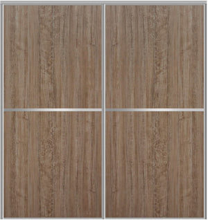 Custom Sliding Aluminum Doors - Style 02 - 2 doors  - Dark Aloe Wood - Doors and Beyond
