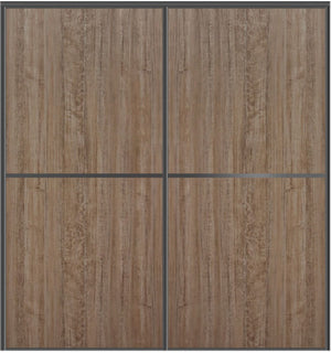Custom Sliding Black Aluminum Doors - Style 02 - 2 doors - Dark Aloe Wood - Doors and Beyond