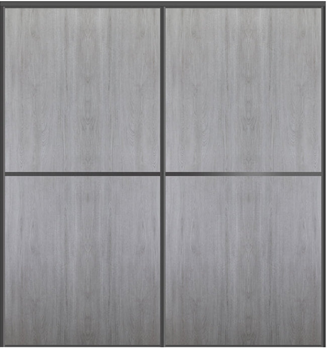 Custom Sliding Black Aluminum Doors - Style 02 - 2 doors  - Light Gray - Doors and Beyond
