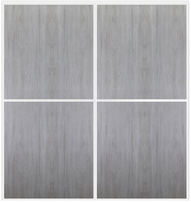 Custom Sliding White Aluminum Doors - Style 02 - 2 doors  - Light Gray - Doors and Beyond