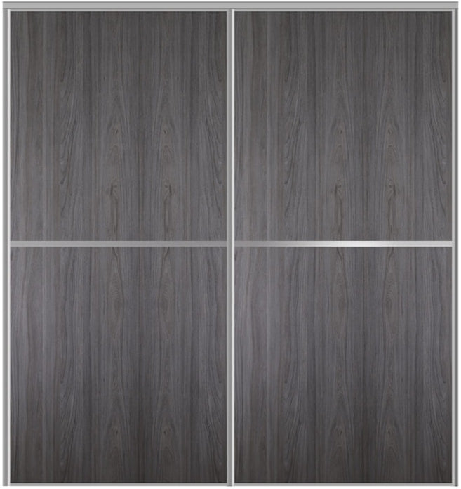 Custom Sliding Aluminum Doors - Style 02 - 2 doors  - Swiss Elm - Doors and Beyond