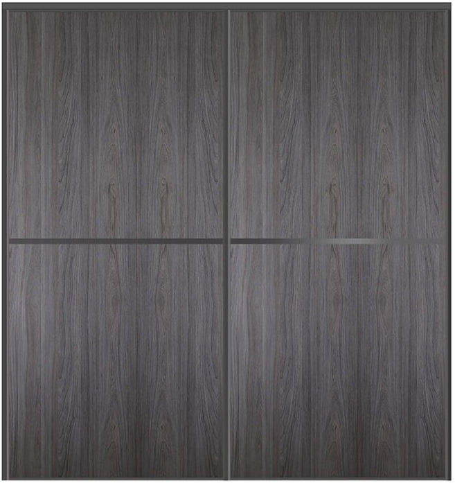 Custom Sliding Black Aluminum Doors - Style 02 - 2 doors  - Swiss Elm - Doors and Beyond