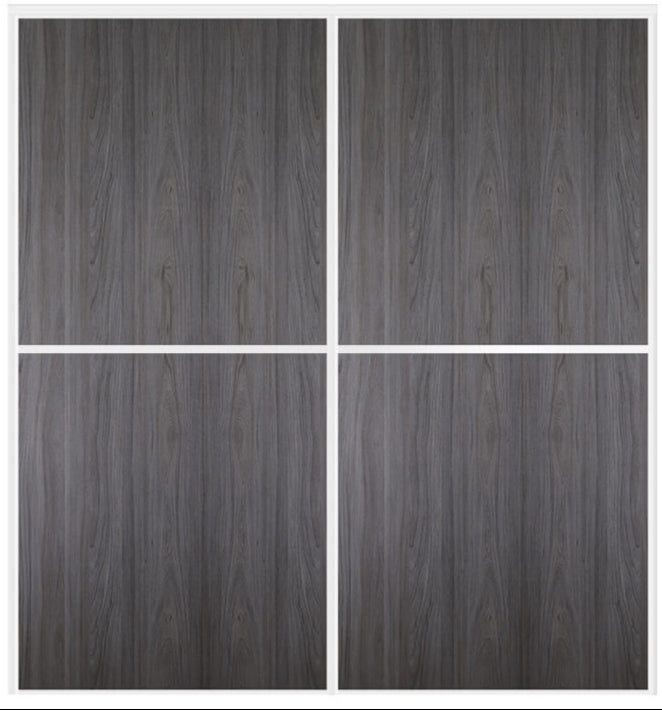 Custom Sliding White Aluminum Doors - Style 02 - 2 doors  - Swiss Elm - Doors and Beyond