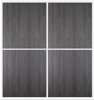 Custom Sliding White Aluminum Doors - Style 02 - 2 doors  - Swiss Elm - Doors and Beyond