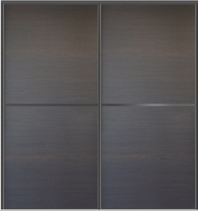 Custom Sliding Black Aluminum Doors - Style 02 - 2 doors  - Japan Oak