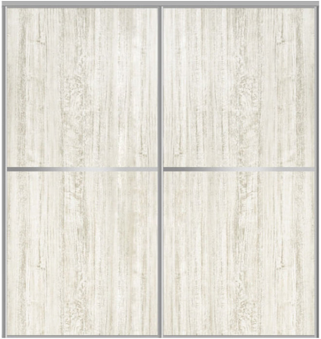 Custom Sliding Aluminum Doors - Style 02 - 2 doors  - Light Aloe Wood - Doors and Beyond