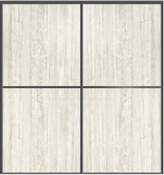 Custom Sliding Black Aluminum Doors - Style 02 - 2 doors - Light Aloe Wood - Doors and Beyond