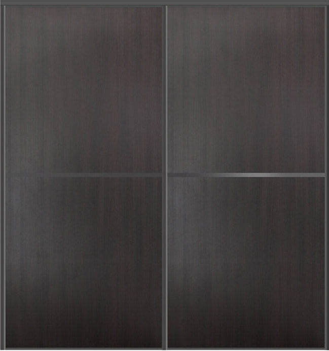 Custom Sliding Black Aluminum Doors - Style 02 - 2 doors - Premium Wenge - Doors and Beyond