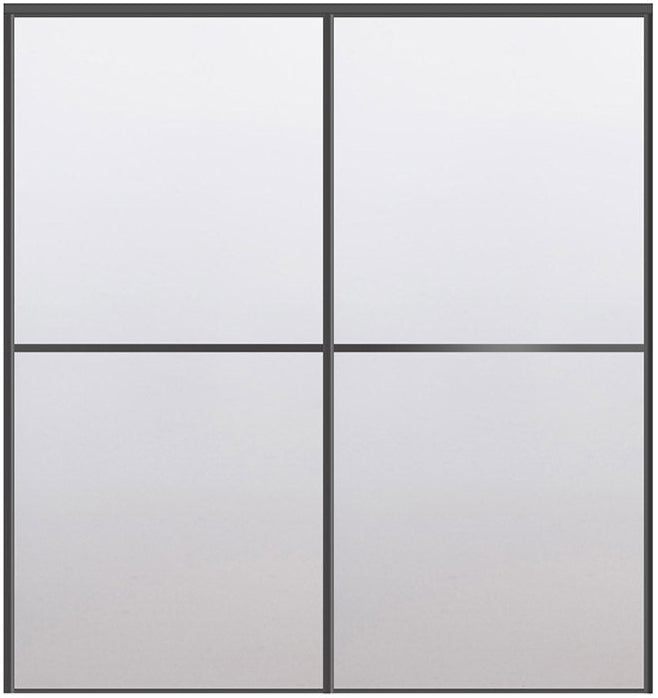 Custom Sliding Black Aluminum Doors - Style 02 - 2 doors - White Drawing - Doors and Beyond