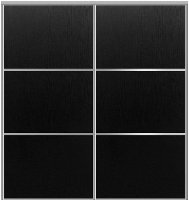 Custom Sliding Aluminum Doors - Style 03 - 2 doors  - Black Ash