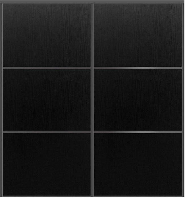 Custom Sliding Black Aluminum Doors - Style 03 - 2 doors  - Black Ash