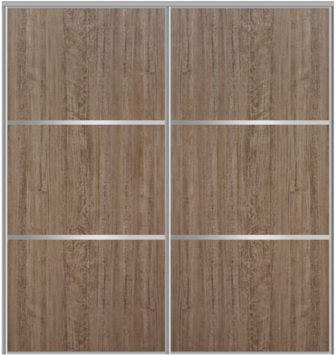 Custom Sliding Aluminum Doors - Style 03 - 2 doors  - Dark Aloe Wood - Doors and Beyond