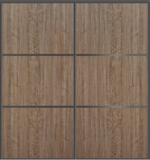 Custom Sliding Black Aluminum Doors - Style 03 - 2 doors - Dark Aloe Wood - Doors and Beyond