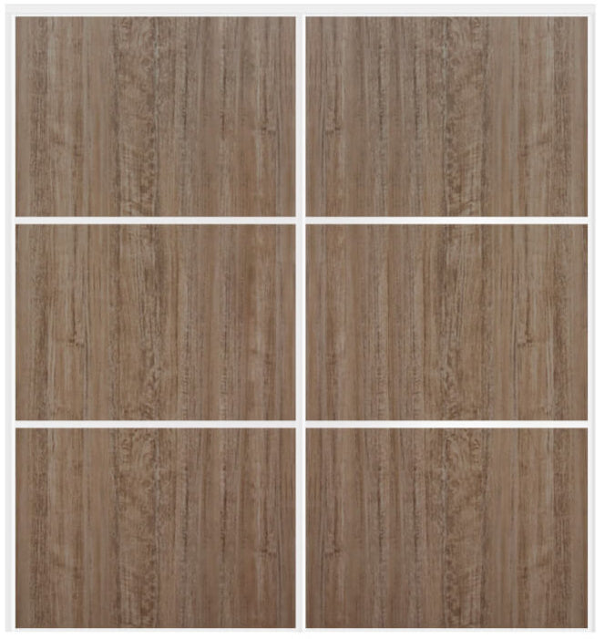 Custom Sliding White Aluminum Doors - Style 03 - 2 doors - Dark Aloe Wood - Doors and Beyond