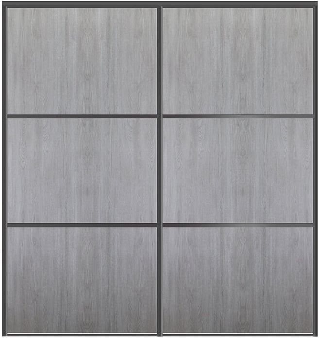 Custom Sliding Black Aluminum Doors - Style 03 - 2 doors  - Light Gray