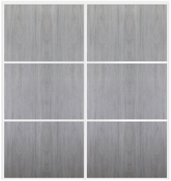 Custom Sliding White Aluminum Doors - Style 03 - 2 doors  - Light Gray - Doors and Beyond